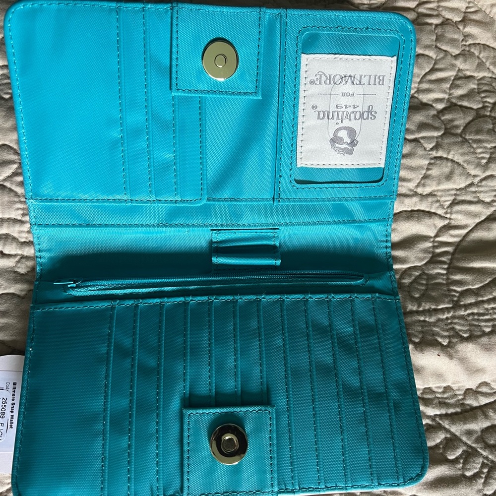Blue Leather Key & Card Holder with Snap Closure